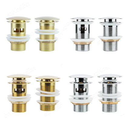 Bathroom Sink Stopper Washbasin Pop Up Drain Plug Cover Waste Pipe Drainer With Or Without Overflow For Bath Accessories