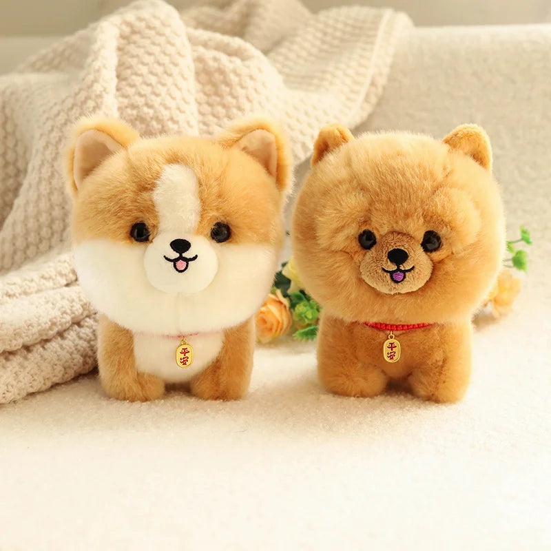 Lifelike Fluffy Dog Stuffed Toy Simulation Puppy Model Shiba Inu Corgi Husky Yorkshire Bichon frise Chow Chow Plush Doll Gifts