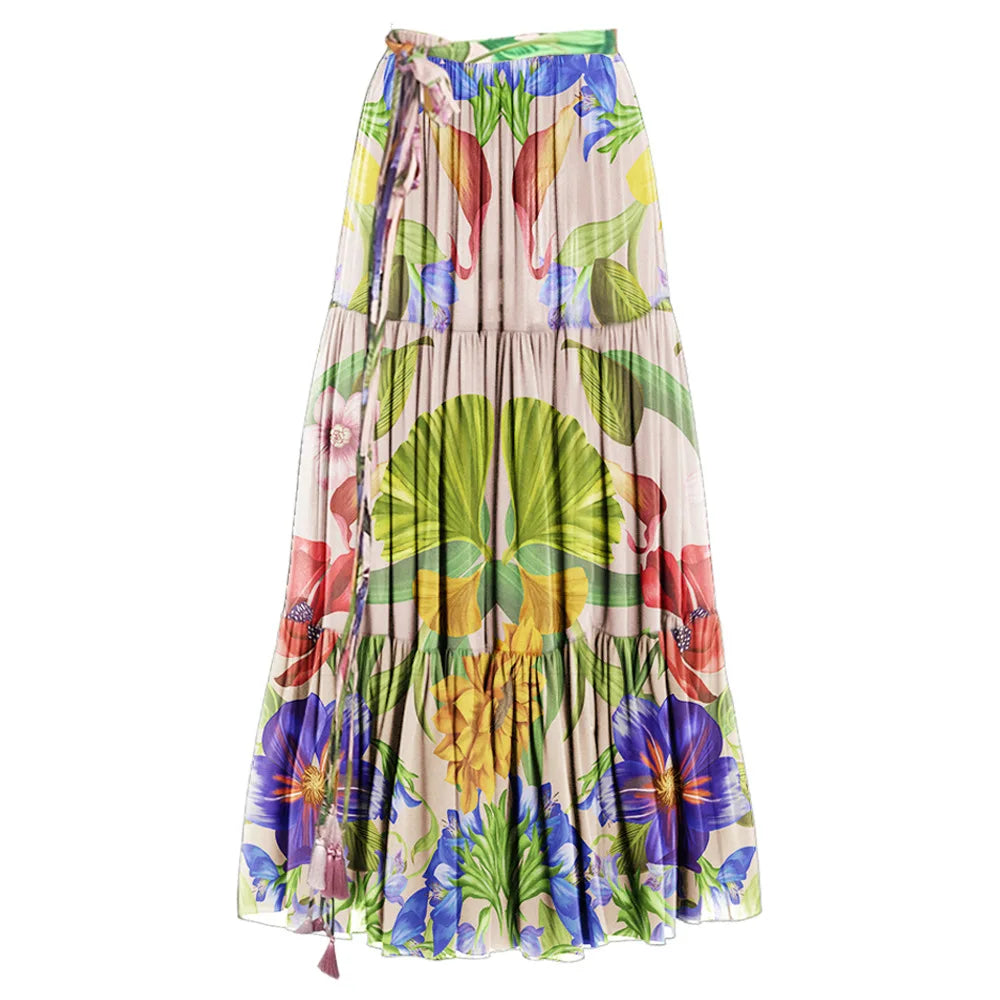 Blue One-Shoulder Ruffled Print Floral Swimsuit Set Cover Up Single Piece Micro Monokini Sexy Swimwear For Girls Summer Beach
