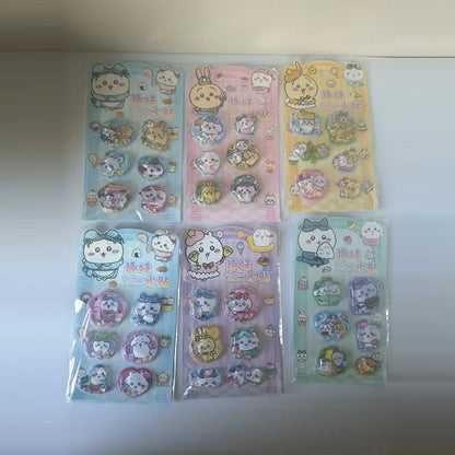Cute Chiikawa Hachiware Usagi 3D Water Shake Stickers Fun DIY Decorative Stickers for Notebooks Laptops and Phone Cases