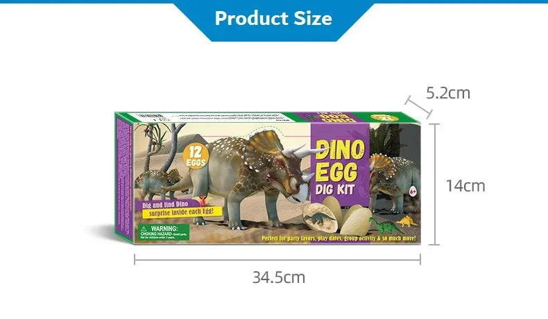 12PCS Archeological Dinosaur Egg Dig Kit Fossil Excavation Toy Teens Adults Scientific DIY Mining Multiplayer Party Favors Gifts