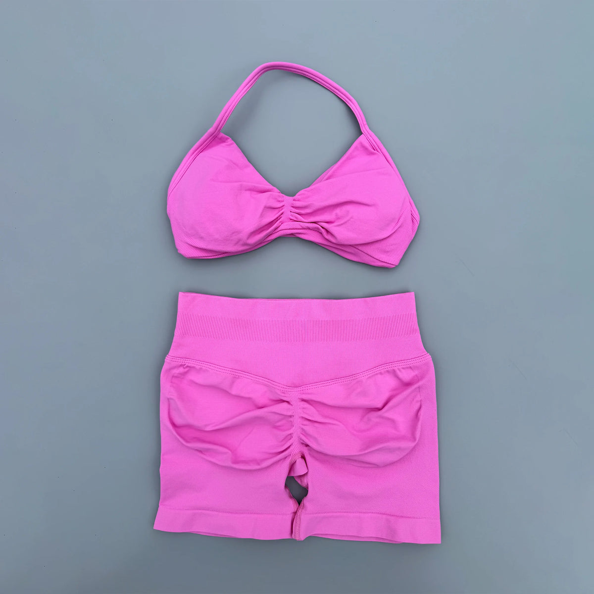 2 Piece Sports Gym Set Strappy Bra Yoga Underwear Short Sport Leggings Bicycle Running Sportswear Woman Seamless Yoga Set