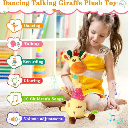 Repeating What You Say Dancing Talking Giraffe Toy with 10 Songs Plush Swaying Dancing Giraffe Adjustable Volume Glowing