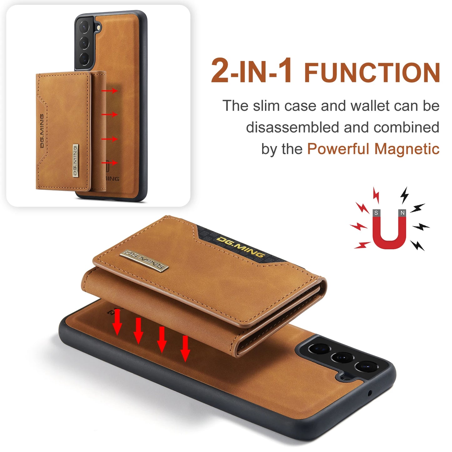 Magnetic Detachable Leather Wallet Case for Samsung Galaxy S25 Ultra S24 FE S23 Plus S22 A16 A36 A35 A55 A15 Cards Holder Cover
