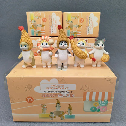 4cm Mofu Cat sands Action Figure Collection Set Animal Headgear Doll Kawaii  Cute PVC Model Desktop Decoration Crafts Gifts Toys