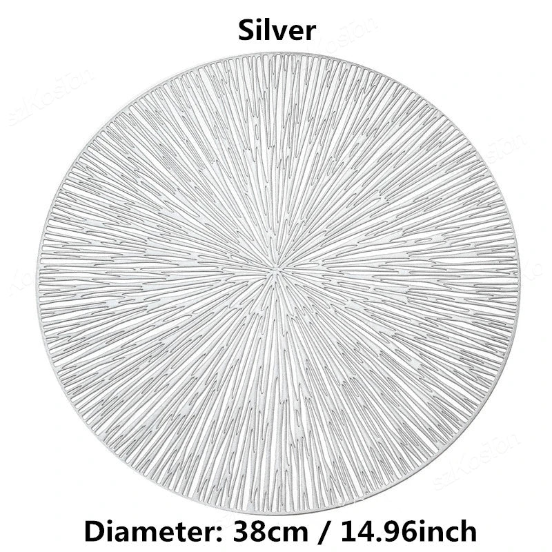 Round Firework Shape PVC Placemat Hollow Table Mats Coaster Pad Heat-Resistant Wipeable Waterproof Anti-Slip Pad Home Decoration