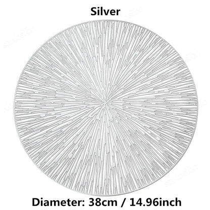 Round Firework Shape PVC Placemat Hollow Table Mats Coaster Pad Heat-Resistant Wipeable Waterproof Anti-Slip Pad Home Decoration