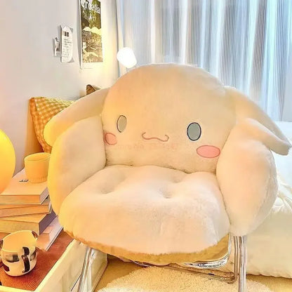 Kawaii Cinnamoroll Big Size Cute Plush Half Surrounded Black Kuromi Cushion Backrest Dormitory Office Non-Slip Chair Cushion