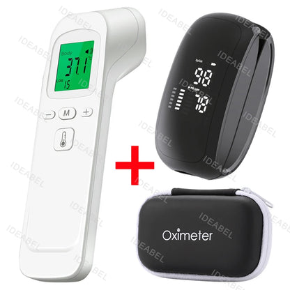 Medcial Forehead Thermometer Fingertip Pulse Oximeter Monitor Blood Oxygen Saturation Meter Pulse Oximeter USB Rechargeale