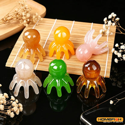 Resin Octopus Massage Comb Head Meridian Scraping Scalp Massage Brush Acupuncture SPA GuaSha Massage Comb  Massage