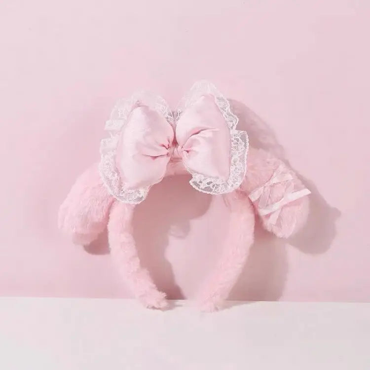 Sanrio Washing Face Headband Hello Kitty Kuromi Melody Plush Hair Accessories Cartoon Hair Hoop Lolita Style Sweet Headdress