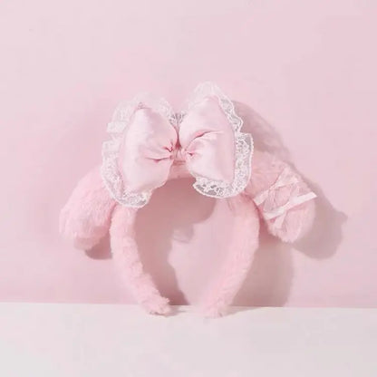 Sanrio Washing Face Headband Hello Kitty Kuromi Melody Plush Hair Accessories Cartoon Hair Hoop Lolita Style Sweet Headdress
