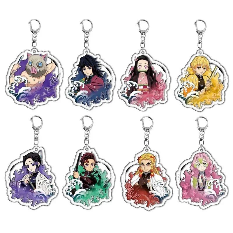 5pcs Demon Slayer Pendant Kimetsu No Yaiba Blade of Ghost Keychain Acrylic Bag Pendant Car Key Chain Gift Accessories gift