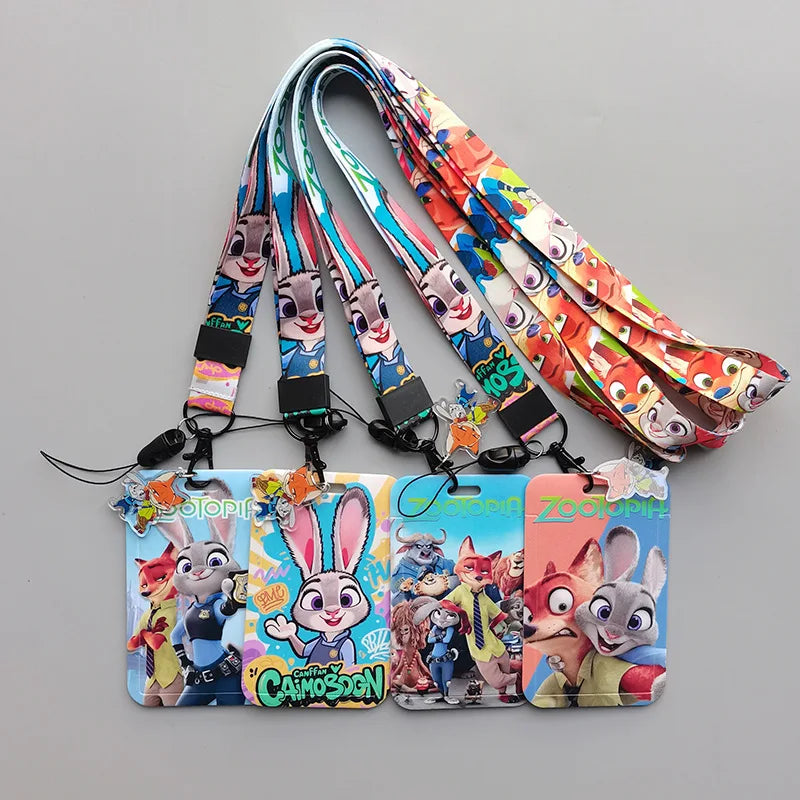 Hot Disney Anime Zootopia 2 Lanyard Card student Judy Nick cute card Bus Card holder certificate lanyard cartoon keychain  Gifts