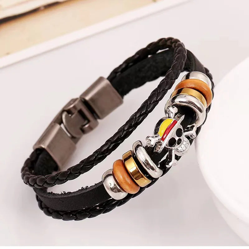 Anime One Piece Bracelet Animation peripherals Toys Accessories European and American Vintage Leather Bracelet Birthday Gifts