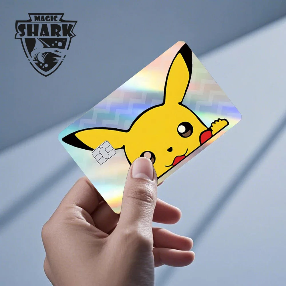 Magic Shark Holographic Laser Mewtwo Snorlax Pikachu Gengar Credit Debit Bank Film Skin Sticker Front Cover