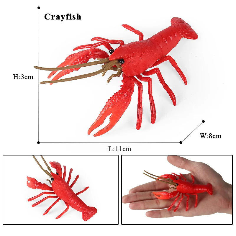 Oenux Ocean Animals Simulation Tiger Prawn Crayfish Shrimp Sea Life Model Figurines Action Figures Collection Toys For Kids Gift