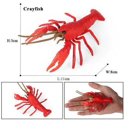 Oenux Ocean Animals Simulation Tiger Prawn Crayfish Shrimp Sea Life Model Figurines Action Figures Collection Toys For Kids Gift