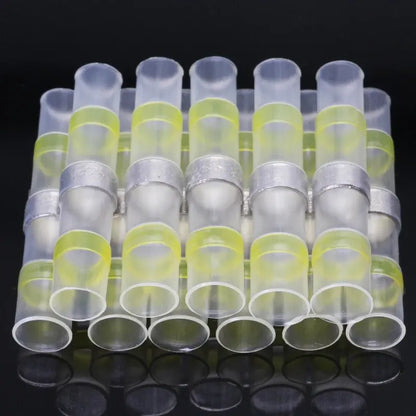 50PCS Heat Shrinkable Wire Connectors SST21 Waterproof Sleeve AWG22-18 Butt Electrical Splice Tinned Solder Seal Terminal