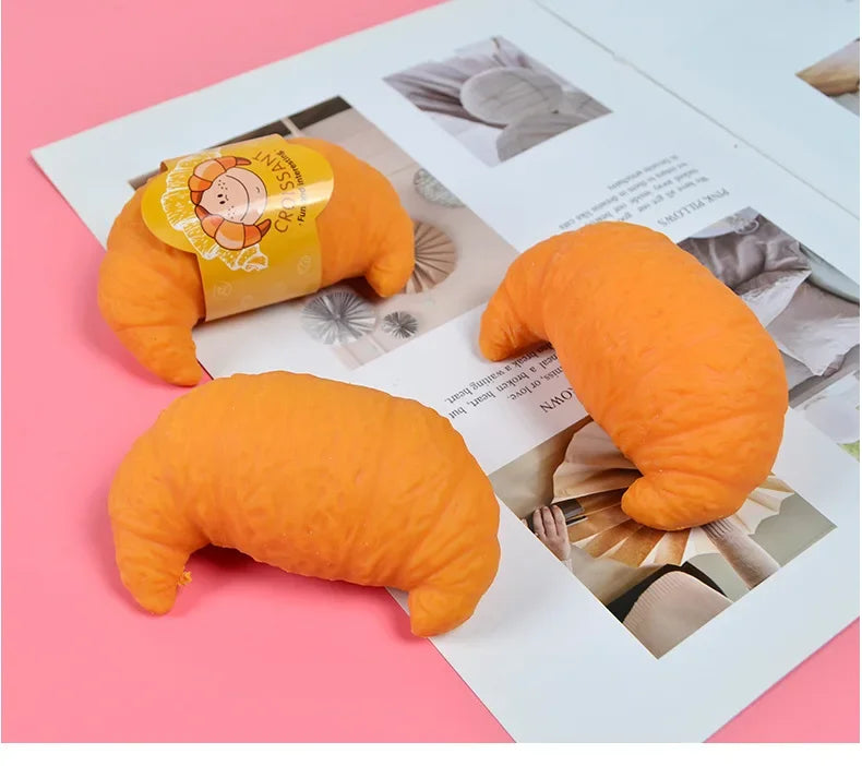 Fun Realistic Croissant Toy Pinch Squeeze Relief Squishy Stress Cute Lazy Stress Ball Funny Stress Relief Fidget Toy
