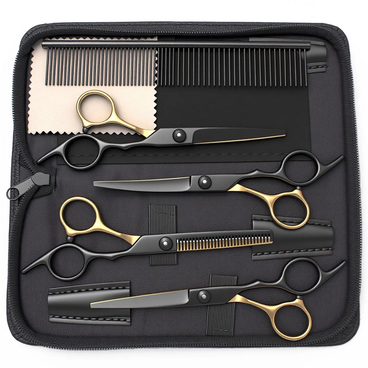 6 Inch Professional Dual Use Scissors for Hair Cutting and Pet Grooming Straight Curved Thinning Comb Stainless Steel Salon