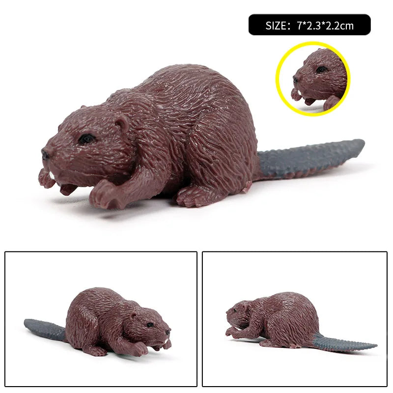 Oenux Forest Wild Animals Badger Brock Tapirus indicus Beaver Anteater Action Figures Model PVC Collection Education Kid Toy