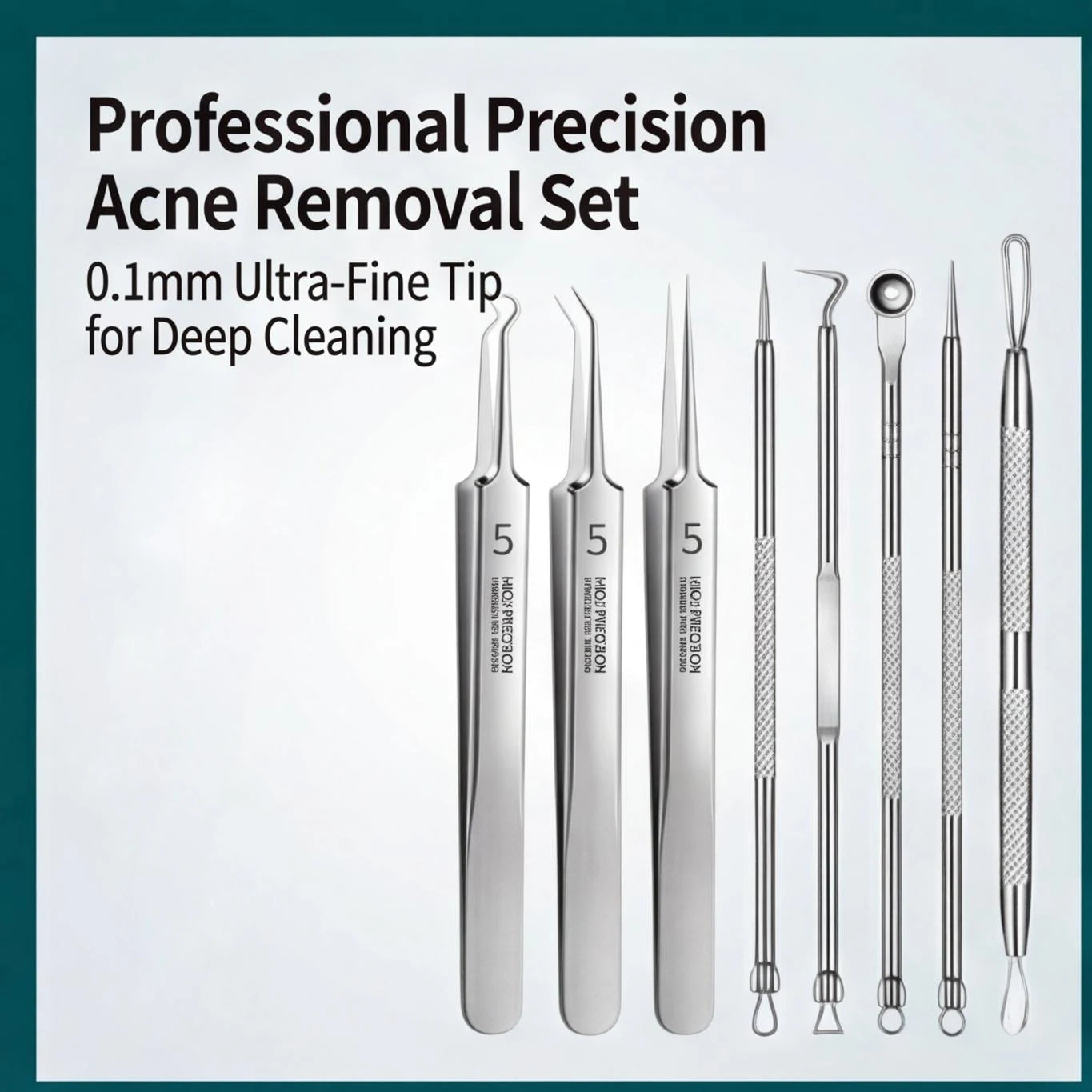 8PCS Stainless Steel Acne & Blackhead Removal Tool Set – Cell Clip, Acne Needle, Beauty Salon Kit