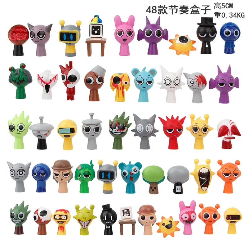 48pcs/Set Mini 3-5cm Sprunki Action Figure Toy Cartoon Movie Sprunki Wenda Model Doll Figurines Kids Gift