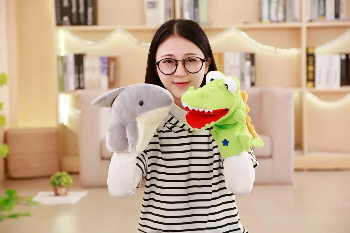 Stuffed Plush Animals Toys Hand Finger Puppet Kawaii Dolls Educational Baby Toys Learning & Education Monkey Tiger Children Gift