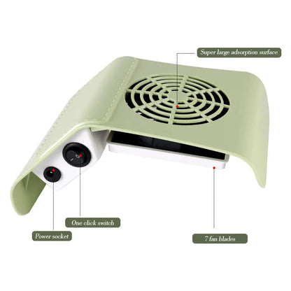 Professional Nail Dust Collector Vacuum - Low Noise Manicure Dust Extractor with Strong Suction Fan for Nail Salon & Home Use