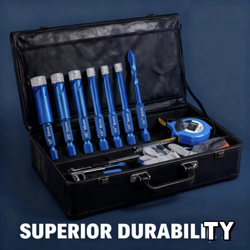 Dry Drill Core Bit Set, Spiral Groove, Hex Shank, Brazed Drill Bit, Hole Saw, Ceramic Tile, Granite, Marble Hole, 6 Pcs