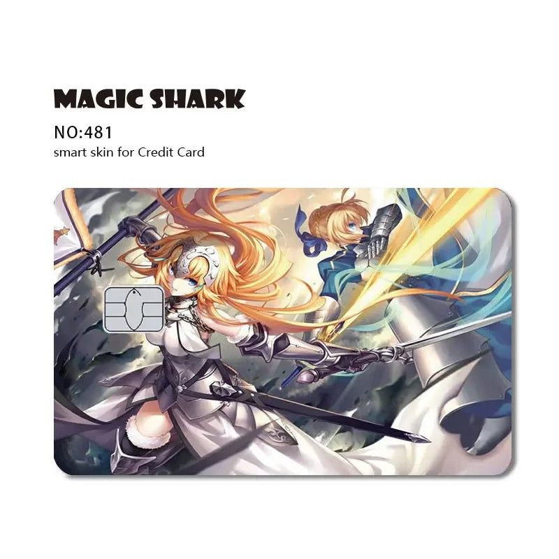 Magic Shark Cartoon Rabbit Warrior Flower Anime Chocolate PVC Sticker Film Skin Cover for Debit Credit Card