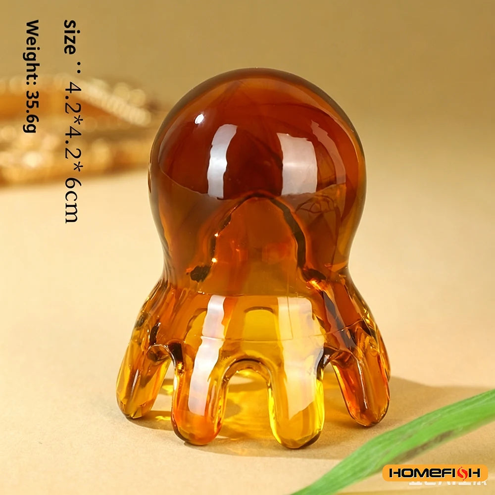 Resin Octopus Massage Comb Head Meridian Scraping Scalp Massage Brush Acupuncture SPA GuaSha Massage Comb  Massage