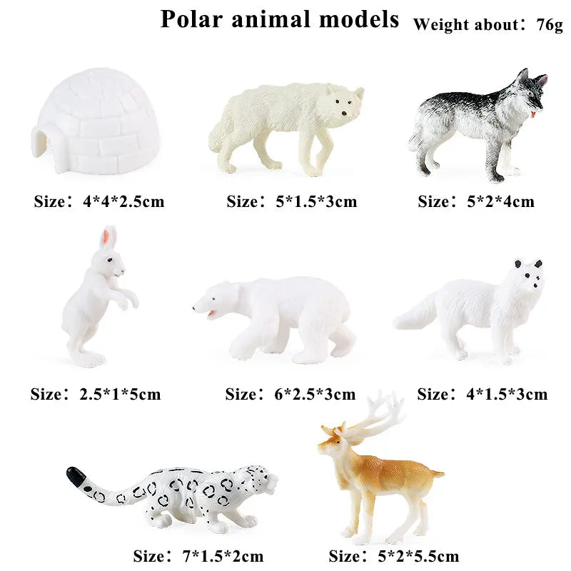 Oenux Arctic South Pole Animals Simulation Penguins Polar Bear Wolf Beluga Whale Action Figures Model Figurine PVC Kid Toy Gift