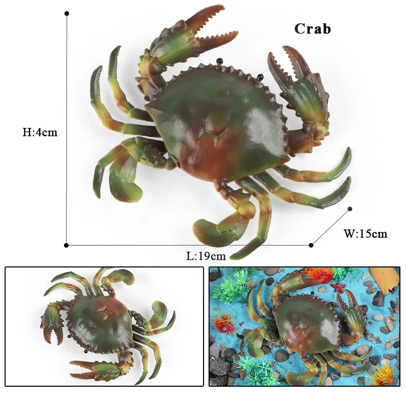Oenux Ocean Animals Simulation Hermit Crab Nautiloidea Octopus Sea Life Model Figurines Action Figures Collection Kids Toy Gift