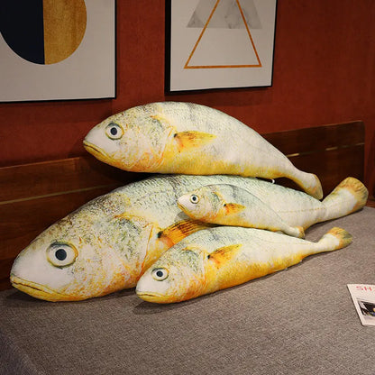 New Simulation Large Yellow Croaker Plush Toys Lifelike Fish Dolls Stuffed Soft Throw Pillow Sleeping Cushion Decor Gift