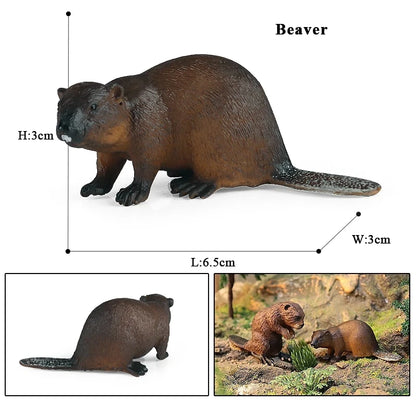 Oenux Forest Wild Animals Badger Brock Tapirus indicus Beaver Anteater Action Figures Model PVC Collection Education Kid Toy