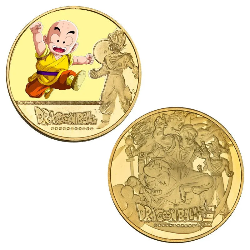 Dragon Ball Gold Plated Gold Coin Son Goku Vegeta Commemorative Coins Children Classic Anime Peripherals Collection Toy Souvenir