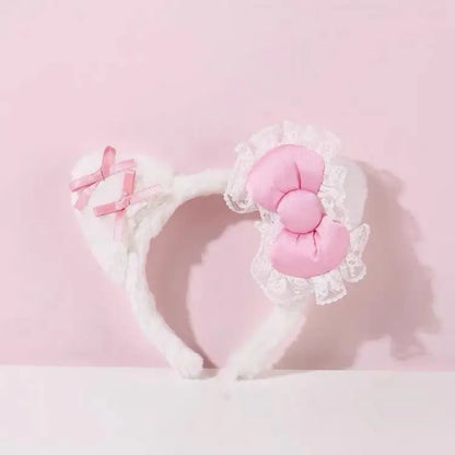 Sanrio Washing Face Headband Hello Kitty Kuromi Melody Plush Hair Accessories Cartoon Hair Hoop Lolita Style Sweet Headdress