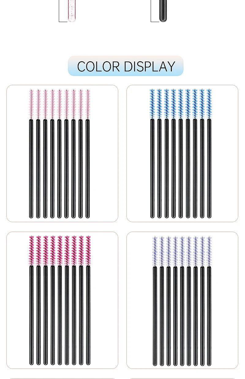 50 Pcs Eyelash Brushes Disposable Crystal Eyebrow Brush Mascara Wand Eye Lash Cosmetic  Lashes Extension Makeup Tools