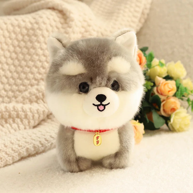Lifelike Fluffy Dog Stuffed Toy Simulation Puppy Model Shiba Inu Corgi Husky Yorkshire Bichon frise Chow Chow Plush Doll Gifts