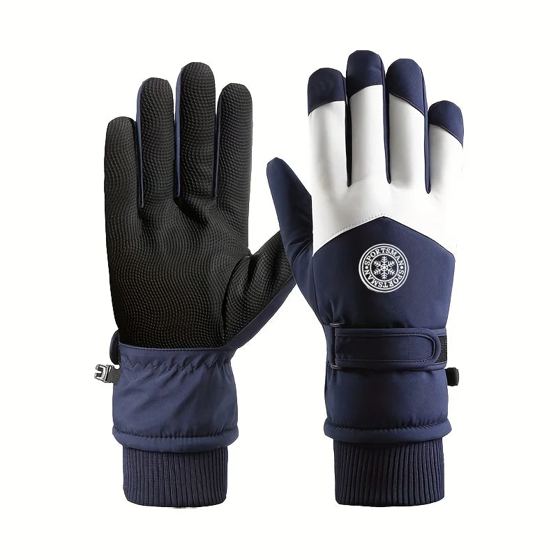 Winter Unisex Snowboard Ski Gloves PU Leather Non-slip Touch Screen Waterproof Motorcycle Cycling Fleece Warm Snow Gloves