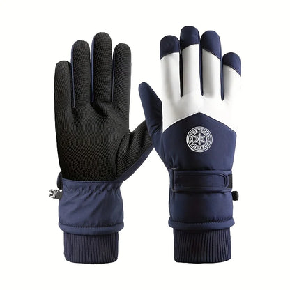 Winter Unisex Snowboard Ski Gloves PU Leather Non-slip Touch Screen Waterproof Motorcycle Cycling Fleece Warm Snow Gloves