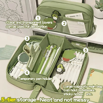Large-capacity Volcano Pencil Case, 3-layer Compartment Storage, High-aesthetic Pencil and Stationery Organizer for Boys and Gir