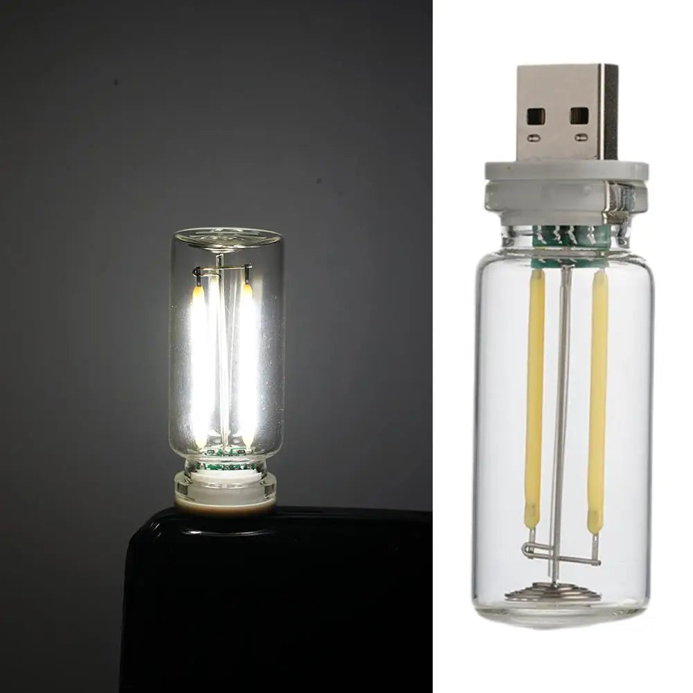 Car USB Night Light Touch Control Dimmable LED Filament Lamp USB Plug and Play Decorative Atmosphere Light for Car Bedroom