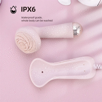 Electric Silicone Facial Brush Cleaner Vibration Roller Massage Pore Cleansing Instrument Waterproof Rechargeable Beauty Tool