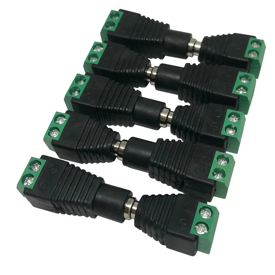 5pairs DC 12V Female And Male Connectors 5.5x2.1mm Power Plug Adapter Jacks Sockets For Signal Color LED Strip Light CCTV Camera