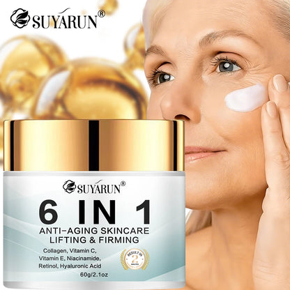 SUYARUN 6-in-1 Anti-Aging Cream - Reduces Wrinkles, Firms, Hydrates, Brightens Skin, For All Skin Types, Free Shipping.
