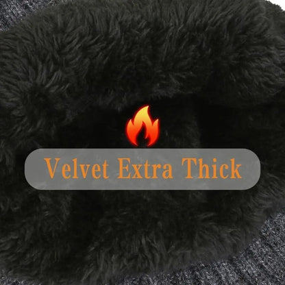 Men Winter Knitted Hat Plush Warmth Peaked Cap Outdoor Earmuff Casual Fashion Faux Fur Lined Hooded Hats Cycling Ear Protection