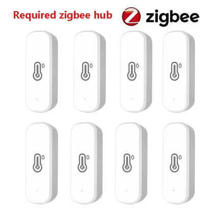 Tuya Zigbee3.0 Temperature and Humidity Sensor Thermometer Hygrometer APP Remote Alarm Works with Smart Life Alexa Google Alice